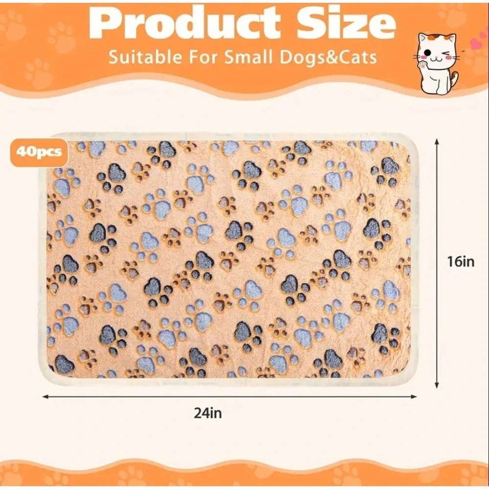 Warm & Soft Fluffy Fleece Flannel Pet Cat Small Dog Blanket Mat 24x16